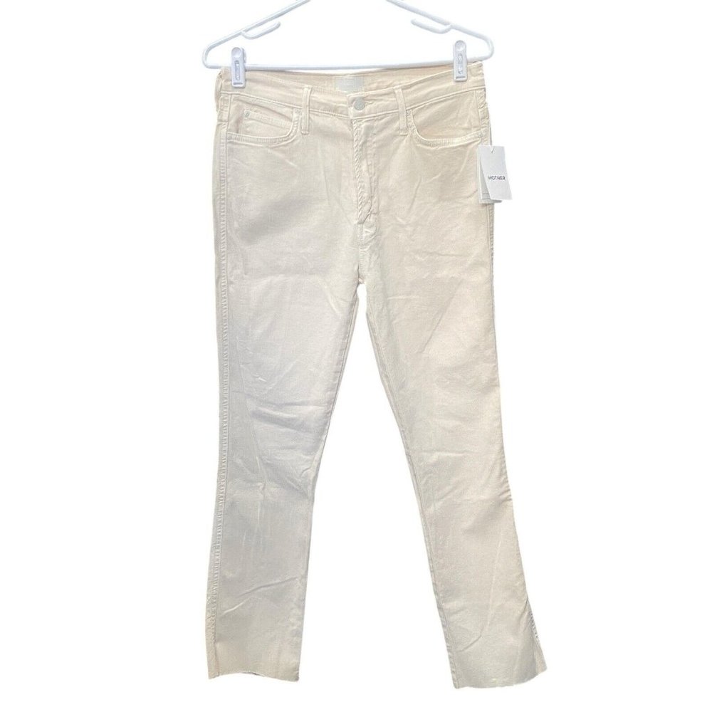 NWT Mother High Waisted Rascal Ankle Fray in Chalk It Up Ivory Stretch Jeans 30 - Picture 3 of 12